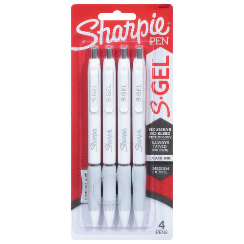 Sharpie S.Gel Pens, Comfort Grip, Black Ink, Medium, 0.7 mm