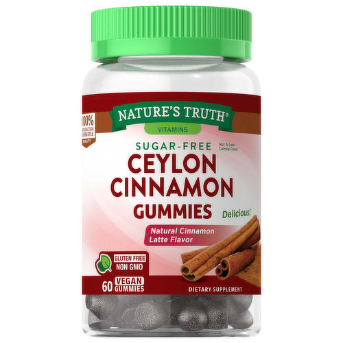 Nature's Truth Ceylon Cinnamon, Sugar-Free, Vegan Gummies, Natural Cinnamon Latte Flavor