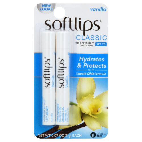 Softlips Classic Lip Protectant Sunscreen, SPF 20, Vanilla