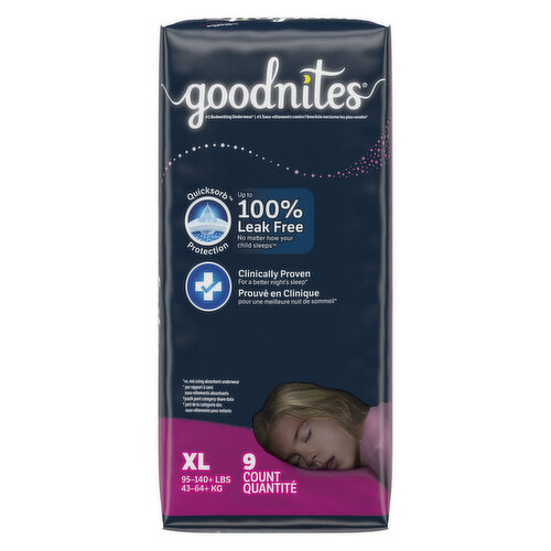 Goodnites NightTime Underwear, Girls L-XL