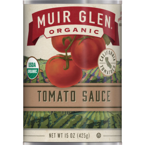 USDA Organic. Certified Organic by Oregon Tilth. Gluten free. Non GMO Project verified. nongmoproject.org. California tomatoes. We go beyond growing. Sun-Kissed and Vine Ripened: Tomatoes by celebrating our farmers, planting pollinator habitats, and tending to the rich soil found in beautiful northern. California. muirglen.com/faqs. how2recycle.info. Questions or comments? 1-800-832-6345. Non-BPA lining (For more information visit muirglen.com/FAQs). how2recycle.info.