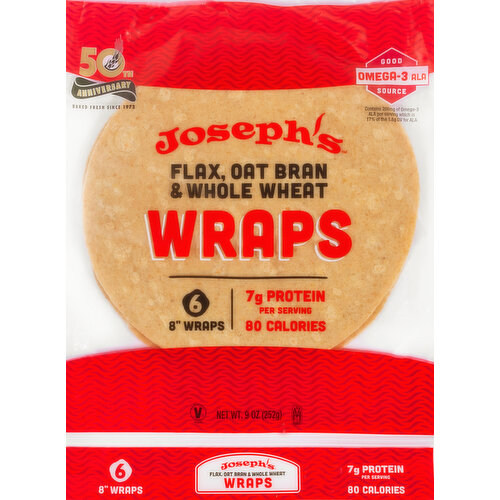 Joseph's Wraps, Flax, Oat Bran & Whole Wheat, 8 Inch