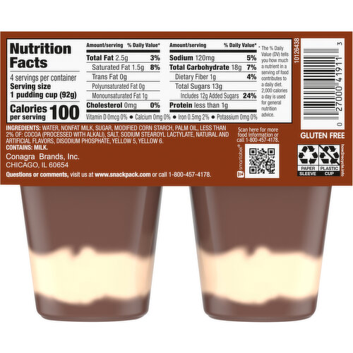 Snack Pack Chocolate Vanilla Flavored Pudding