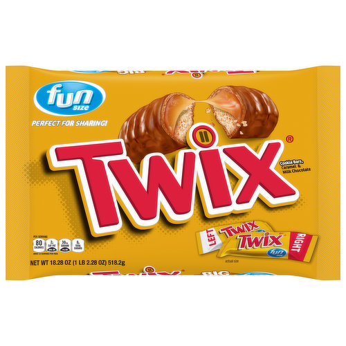 Twix Cookie Bars, Caramel & Milk Chocolate, Fun Size