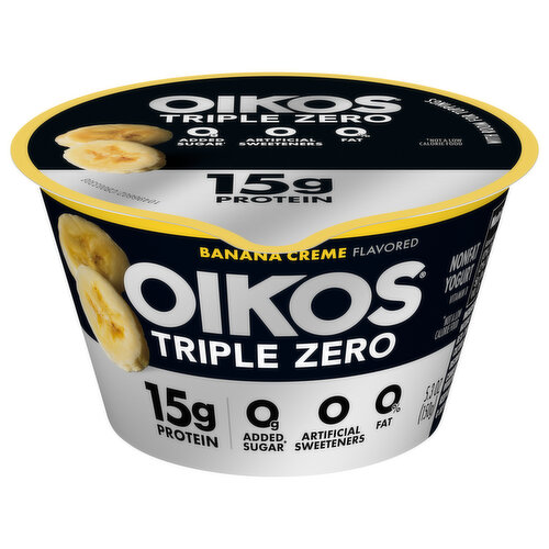 Oikos Triple Zero Yogurt, Nonfat, Banana Creme Flavored