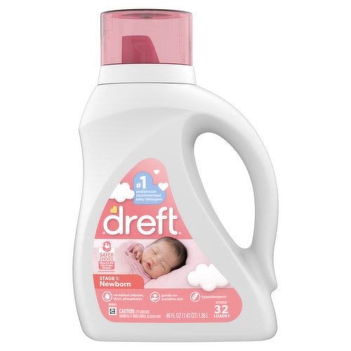 Dreft Stage 1: Newborn Baby Liquid Laundry Detergent, 32 loads 46 fl oz