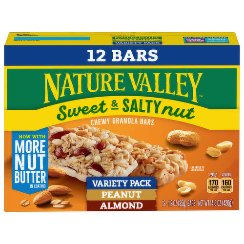 Granola Bars, Chewy, Peanut/Almond, Sweet & Salty Nut, Variety Pack