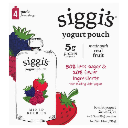 Siggi's Yogurt, Lowfat, Mixed Berries, 4 Pack