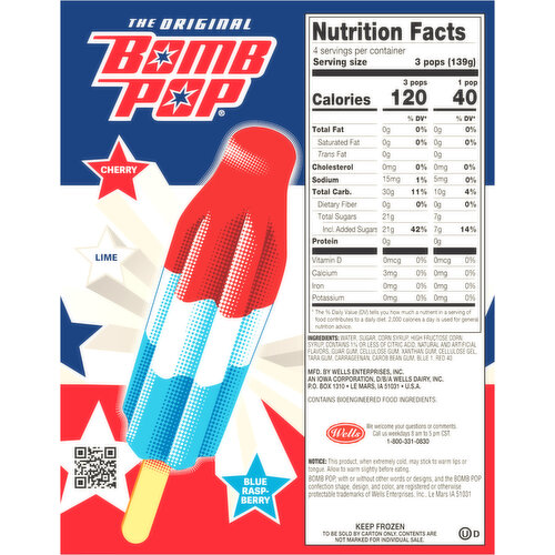 Bomb Pop The Original Cherry, Lime & Blue Raspberry Pops