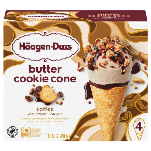 Haagen-Dazs Ice Cream Cones, Coffee, Butter Cookie Cone