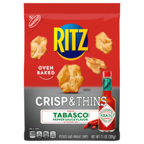 Ritz Potato and Wheat Chips, Tabasco Pepper Sauce Flavor, Crisp & Thins