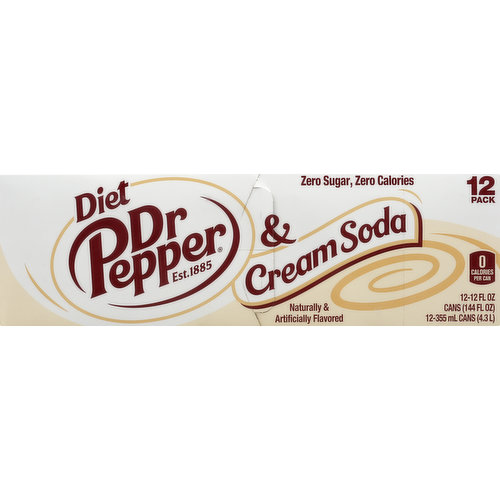 Dr Pepper & Cream Soda Pop, 12 fl oz, 12 Pack Cans 