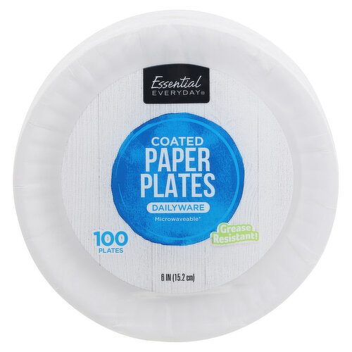 Essential Everyday Paper Plates, Coated, Dailyware, 6 Inches