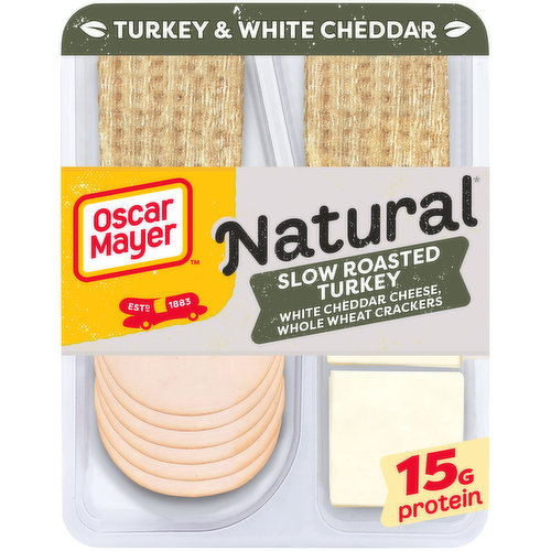 Oscar Mayer Meat & Cheese Snack Plate with Slow Roasted Turkey, White Cheddar Cheese & Whole Wheat Crackers