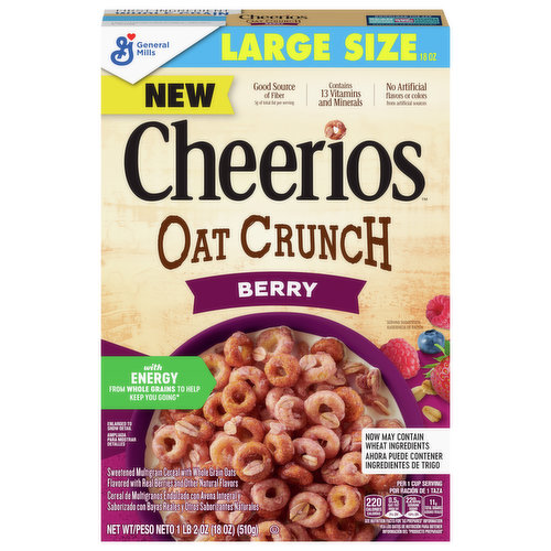 Cheerios Oat Crunch Cereal, Berry, Large Size