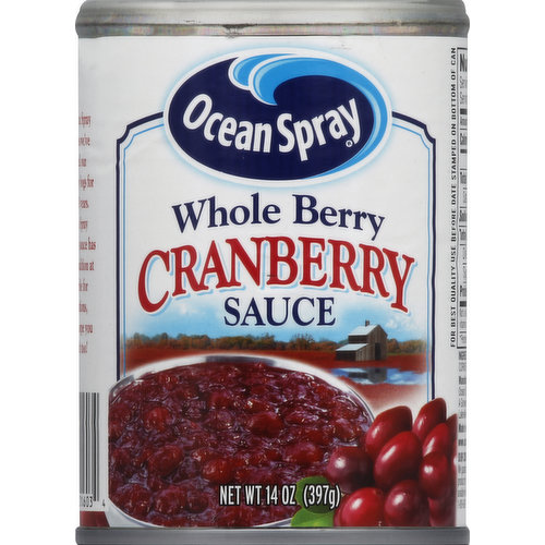 As Ocean Spray Growers we've farmed our cranberry bogs for over 80 years. Ocean Spray cranberry sauce has been a tradition at our table for generations, and we hope you enjoy it too! Our Commitment to Quality: We guarantee your complete satisfaction with our product or we will replace it. Please have entire package available when calling with any comments or questions, 1-800-662-3263, weekdays 9 am to 1 pm EST. www.oceanspray.com. Made in the USA with North American Cranberries.
