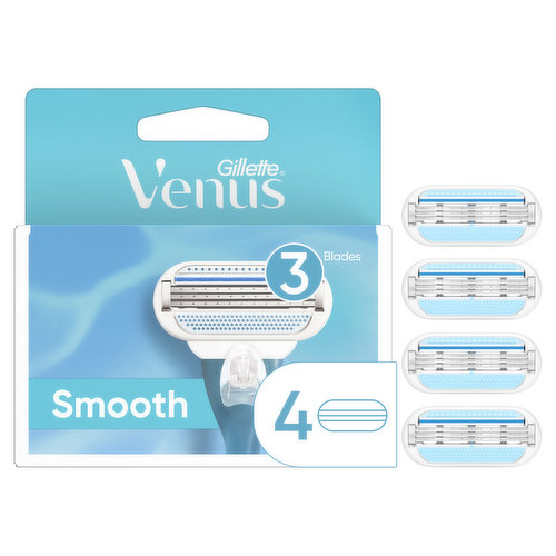 Venus Smooth Women's Razor Blade Refills, 4 Count