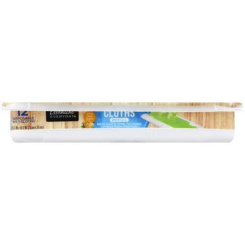 8.3 in x 10.2 in (21 cm x 26 cm). 12 disposable wet cloths. Safe for use on all ceramic, tile, linoleum, laminate & finished wood floors! (This product is not manufactured or made under the authorization of The Procter & Gamble Company or one of its subsidiaries). Deeper ridges for better cleaning. Compare to Swiffer Sweeper Wet. 100% Quality Guaranteed: Like it or let us make it right, That's our quality promise. 877-932-7948. essentialeveryday.com. Made in China.