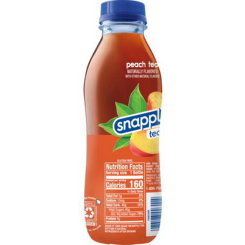 Snapple Peach Tea, 16 Fl Oz Glass Bottle, Fruit & Berry