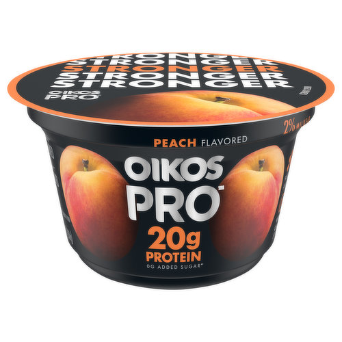 Oikos Pro Yogurt, 2% Milkfat, Peach Flavored, Cultured Ultra-Filtered Milk