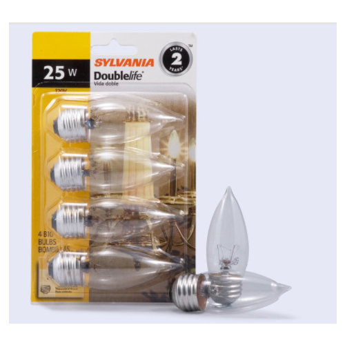 Sylvania Deco Bulb Flame Tip 25 Watt 4 Pack