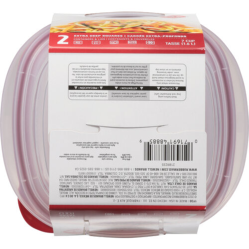 Rubbermaid TakeAlongs Containers & Lids, Extra Deep Squares, 7 Cup