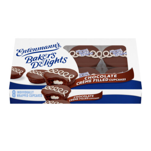 Entenmann's Baker's Delights Chocolate Crème Filled Chocolate Cupcakes, 8 packs, 12.7 oz