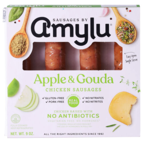 Amylu Chicken Sausages, Apple & Gouda