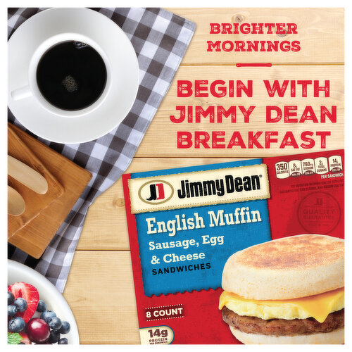 Jimmy Dean English Muffin Breakfast Sandwiches with Sausage, Egg, and Cheese, Frozen