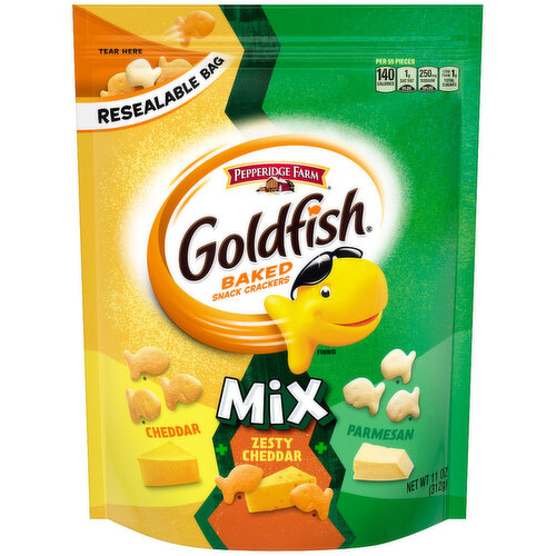 Pepperidge Farm® Goldfish® Mix Cheddar + Zesty Cheddar + Parmesan Crackers