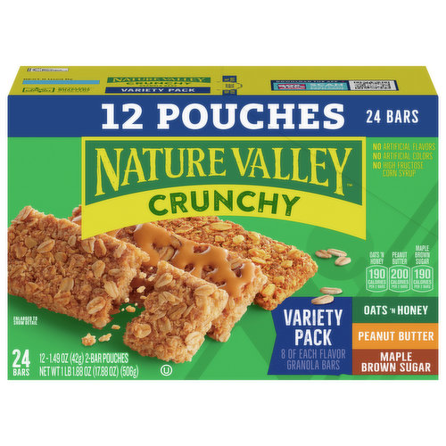 Nature Valley Granola Bars, Maple Brown Sugar, Peanut Butter, Oats 'N Honey, Crunchy, Variety Pack
