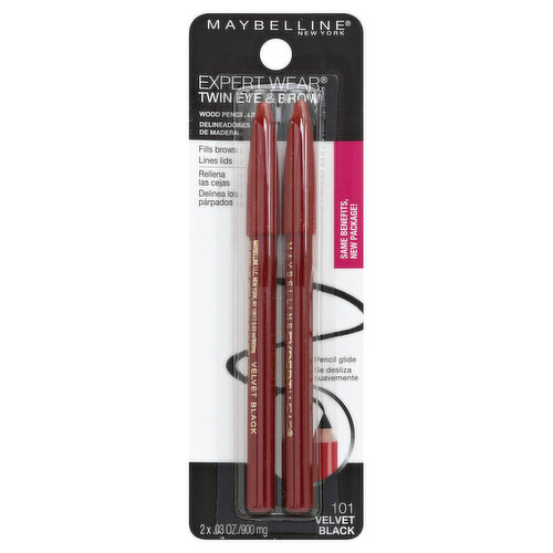 Maybelline Expert Wear Twin Eye & Brow Pencil, Velvet Black 101