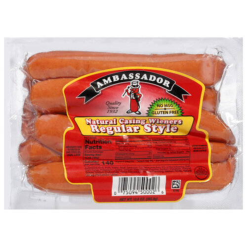 Ambassador Wieners, Natural Casing, Regular Style