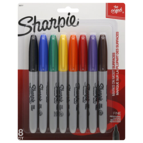 Sharpie Permanent Marker, Retractable, Fine Point, Assorted - 3 markers