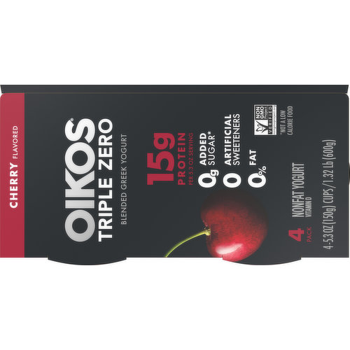 Dannon Oikos Triple Zero Cherry Greek Yogurt, 5.3 Oz.