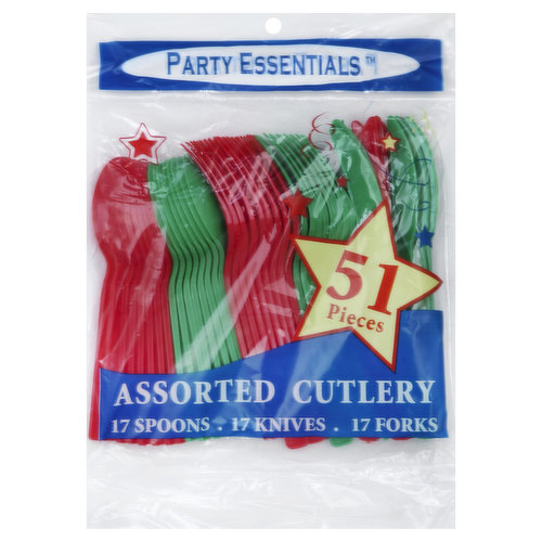 Party Essentials Cutlery, Assorted, Red & Green
