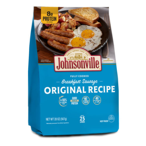 Johnsonville Pork Breakfast Sausage Links, Original, 25 Links