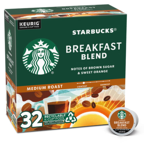 Starbucks K-Cup Coffee Pods, Breakfast Blend, Medium Roast