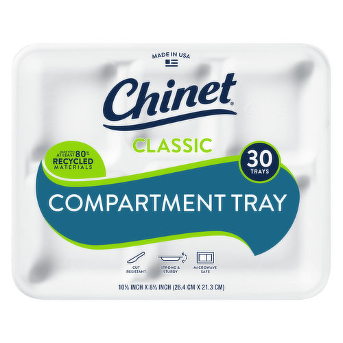 Chinet Paper Compartment Tray 10 3/8 x 8 3/8in (30 Count)