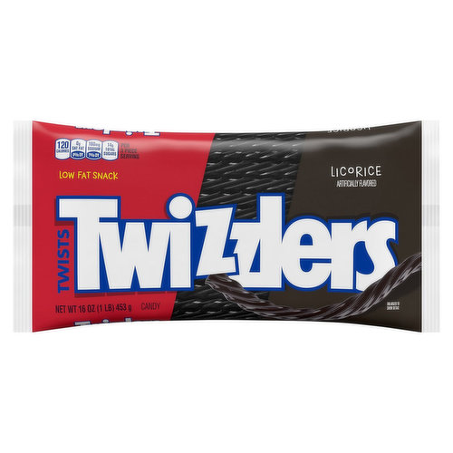 There ain't no party like a TWIZZLERS candy party! Seriously though, TWIZZLERS Twists licorice chewy candies are too fun not to enjoy at every movie marathon, birthday party and tailgate. With a bag of licorice-flavored chewy candies ready for action, you'll never find yourself without a delicious shareable snack. Bite both ends of a TWIZZLERS Twists candy off to create a straw, then dip your straw into a cold glass of milk, a steaming hot chocolate or a frothy milkshake. If you're more into eating a couple of these chewy treats on their own, you'll be ready to go the second you open the bag. Keep your pantry stocked with kosher-certified, low-fat TWIZZLERS Twists candies, store some in your work desk, take a bag on a road trip and bring a pack to your next party gathering. Looking for an even greater adventure? For a unique twist, melt several white or milk chocolate bars and dip your TWIZZLERS candies. Then, cover each piece in sprinkles and let the new treats cool!