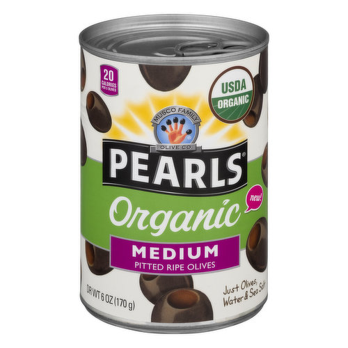Pearls Ripe Olives, Pitted, Organic, Medium
