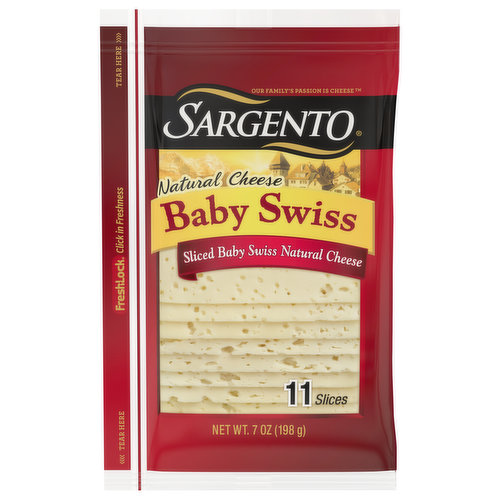 Sargento Cheese, Baby Swiss, Natural