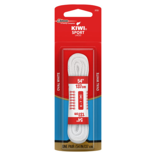 Kiwi Sport Laces, Oval White, 54 Inches