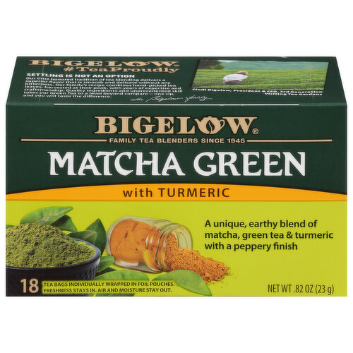 Bigelow Matcha Green Tea, with Turmeric, Tea Bags