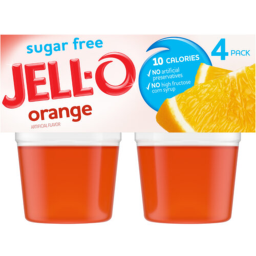 Jell-O Orange Sugar Free Ready-to-Eat Jello Cups Gelatin Snack