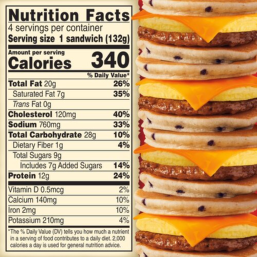 Jimmy Dean Blueberry Griddle Cake Sausage, Egg and Cheese Sandwiches, 4 ct