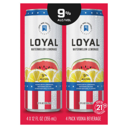 Loyal Vodka, Watermelon Lemonade, 4 Pack