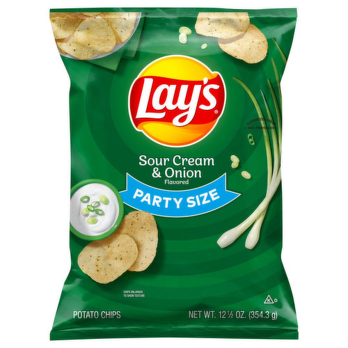 Lay's Potato Chips, Sour Cream & Onion Flavored, Party Size