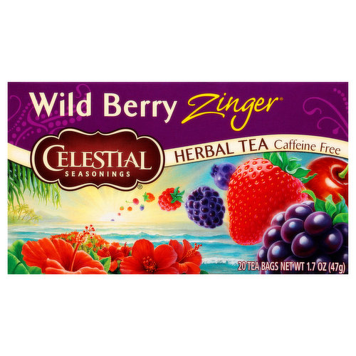 Celestial Seasonings Wild Berry Zinger Caffeine Free Herbal Tea Bags