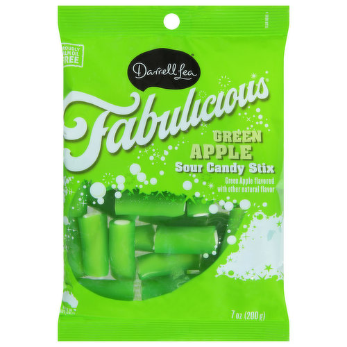 Darrell Lea Fabulicious Sour Candy Stix, Green Apple